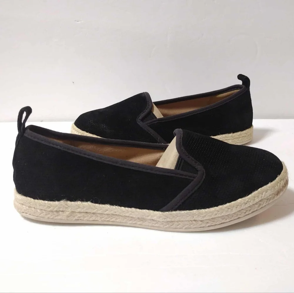Clarks Azella Major Women’s 8.5 Black Suede Comfort Espadrille Flat Loafer NWT